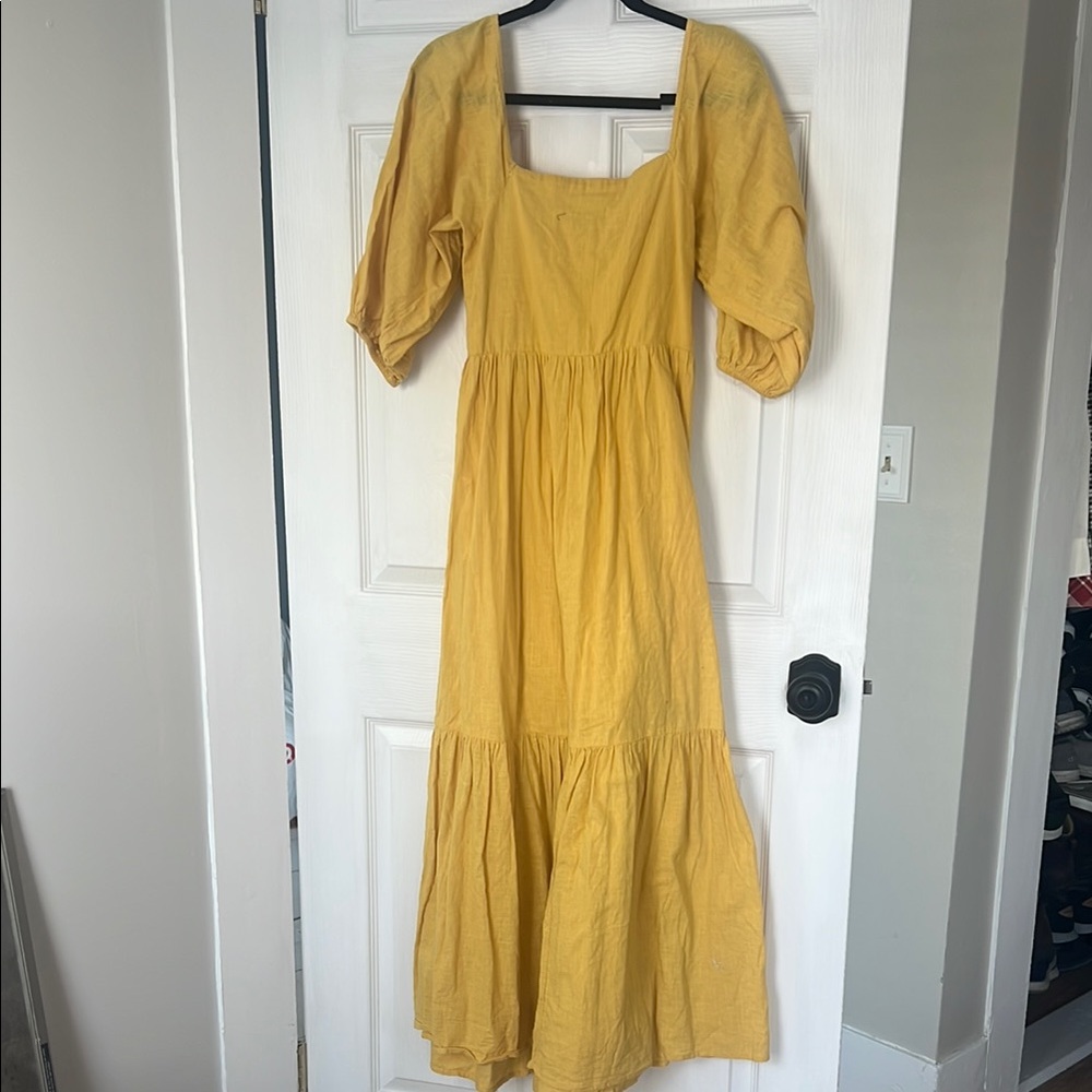 Billabong Yellow Smocked Tiered Sundress